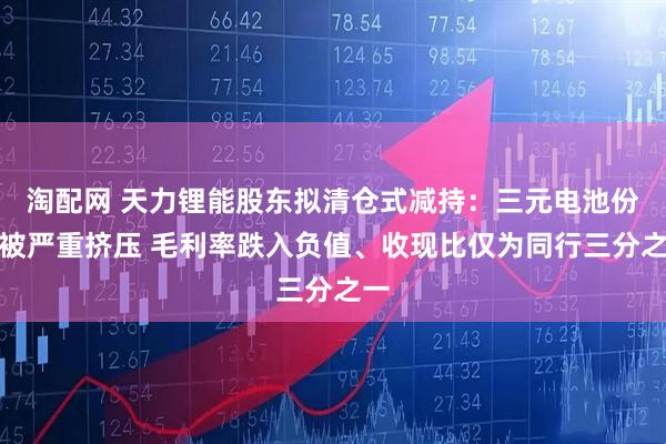 淘配网 天力锂能股东拟清仓式减持：三元电池份额被严重挤压 毛利率跌入负值、收现比仅为同行三分之一