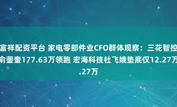 富祥配资平台 家电零部件业CFO群体观察：三花智控俞蓥奎177.63万领跑 宏海科技杜飞娥垫底仅12.27万